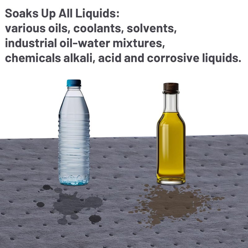 SDS 100 PCS Oil Absorbent Pads - 13"x10" Super Oil Spill Mats for Garage, Workshop & Kitchen - Soaks Up Oil, Grease, Coolant Fast - Reusable & Tear-Resistant (Gray) - Image 2